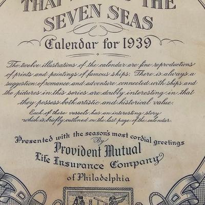 1939 Seven Seas Ships Wall Calendar (WS-JS)