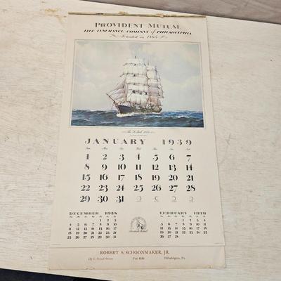 1939 Seven Seas Ships Wall Calendar (WS-JS)