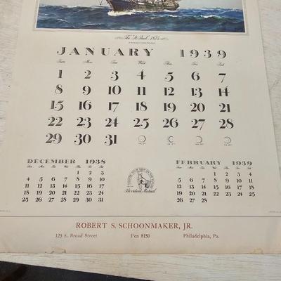 1939 Seven Seas Ships Wall Calendar (WS-JS)