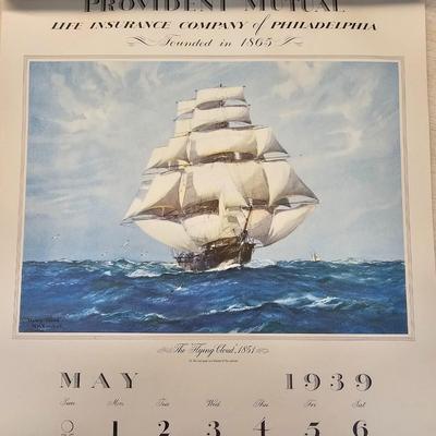 1939 Seven Seas Ships Wall Calendar (WS-JS)