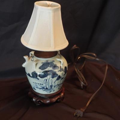 Asian Blue Pottery Pot and Small Lamp (LR-KD)