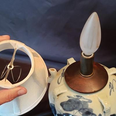 Asian Blue Pottery Pot and Small Lamp (LR-KD)
