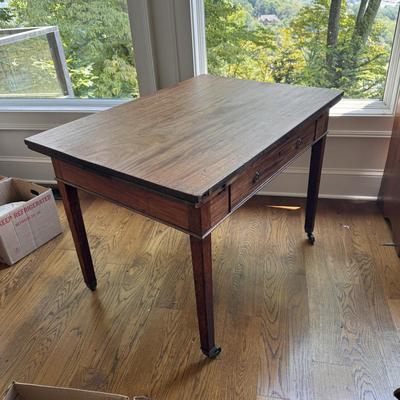 Vintage Wooden Drop Leaf Table on Casters (LR-DZ)