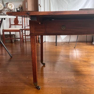 Vintage Wooden Drop Leaf Table on Casters (LR-DZ)