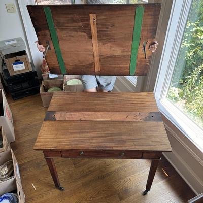 Vintage Wooden Drop Leaf Table on Casters (LR-DZ)