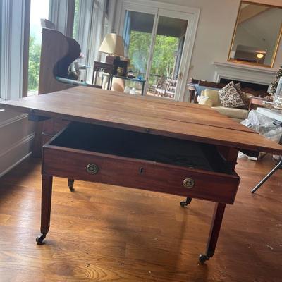 Vintage Wooden Drop Leaf Table on Casters (LR-DZ)
