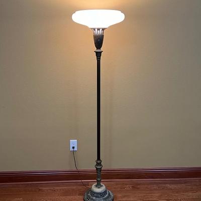 Vtg Brass, Marble & Glass Floor Lamp