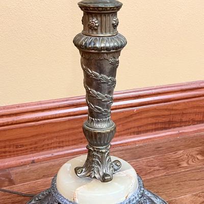 Vtg Brass, Marble & Glass Floor Lamp