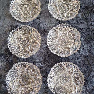 6 Vintage Brilliant Cut Crystal Small Plates