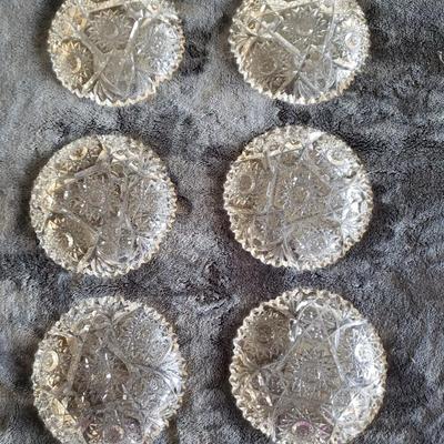 6 Vintage Brilliant Cut Crystal Small Plates