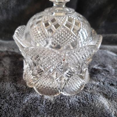Cut Glass Sugar, Compote & Saucer