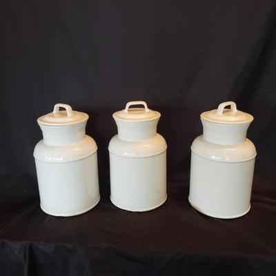 Three McCoy White Pottery Cookie Jars (LR-KD)