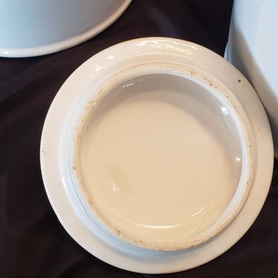Three McCoy White Pottery Cookie Jars (LR-KD)