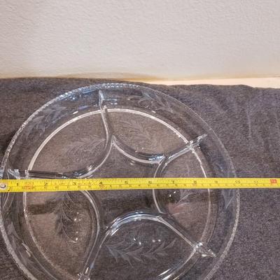 Etched Glass Candy Dish & Divided Plate