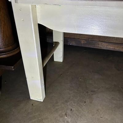 White Wooden Garden Bench with High Back - Excellent Condition