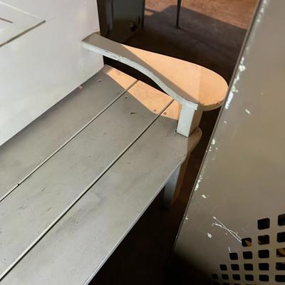 White Wooden Garden Bench with High Back - Excellent Condition