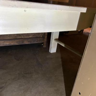 White Wooden Garden Bench with High Back - Excellent Condition