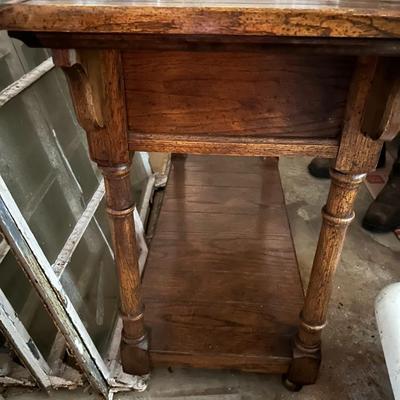 Mid-Century Modern Flip Top Black Leather Serving Cart Bar with Wheels - BEAUTIFUL