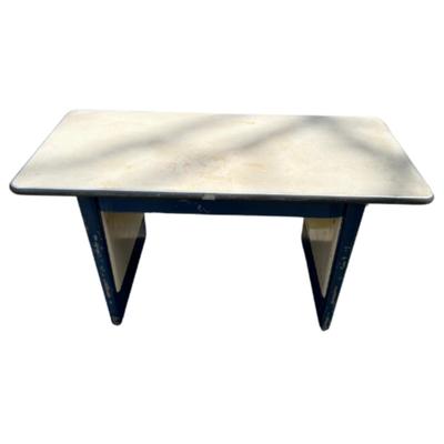 Vintage Industrial Steel Blue and White Desk with Formica Top