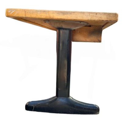 Vintage 1950s Maple Butcher Block Top Student Desk with Black Steel Legs