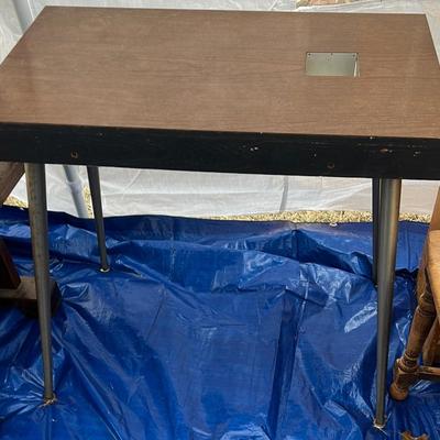 Mid-Century Modern Utility Formica Top Table with Steel Legs