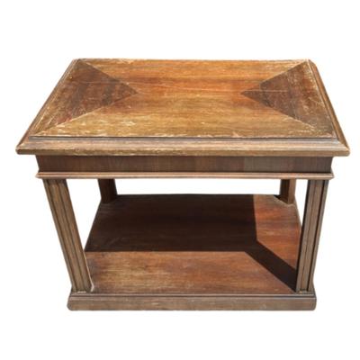 Vintage Mid-Century Modern Walnut Side Table with Decorative Legs
