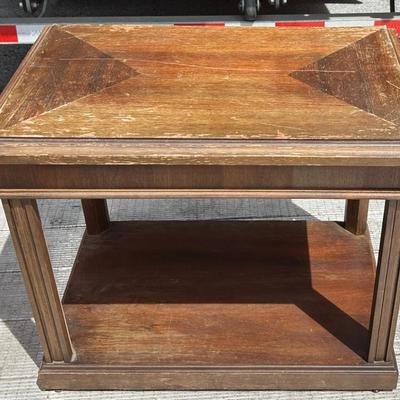 Vintage Mid-Century Modern Walnut Side Table with Decorative Legs