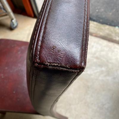 Vintage Brown Leather Side Chair with Embellishments