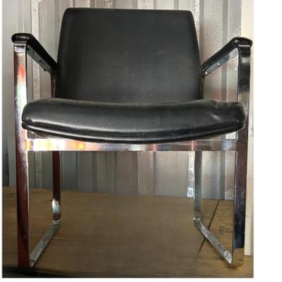 Vintage c.1960s ChromCraft Black Leather Floating Chrome Chair
