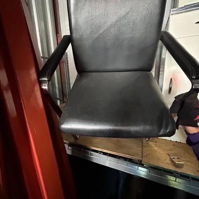 Vintage c.1960s ChromCraft Black Leather Floating Chrome Chair