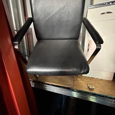 Vintage c.1960s ChromCraft Black Leather Floating Chrome Chair