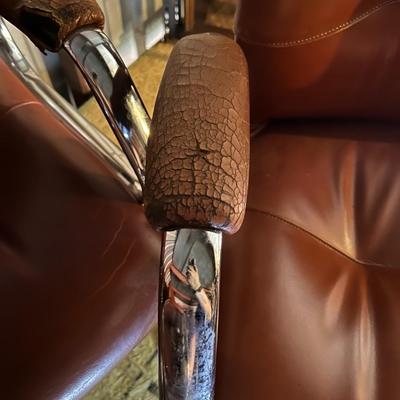 Vintage Mid-Century Modern THREE Steel Case Leather Office Chairs