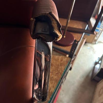 Vintage Mid-Century Modern THREE Steel Case Leather Office Chairs