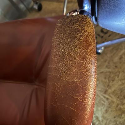 Vintage Mid-Century Modern THREE Steel Case Leather Office Chairs