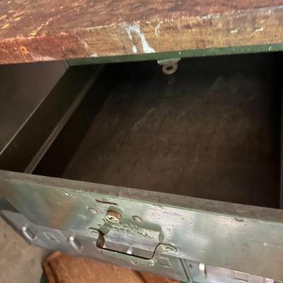 Vintage Lyon Steel Art Industrial Desk with Butcher Block Top & Six Drawers