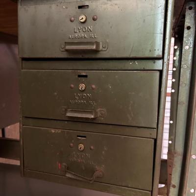 Vintage Lyon Steel Art Industrial Desk with Butcher Block Top & Six Drawers