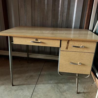 Vintage 1950s Raymond Loewy for Brunswick Vintage Mid-Century Modern Industrial Desk