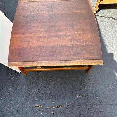 Vintage 1960s Lane Furniture "Vogue" Square Walnut & Ash Coffee Table