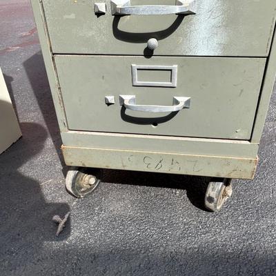 Vintage Mid-Century George D. Barnard Steel 8-Drawer Rolling Filing Cabinet