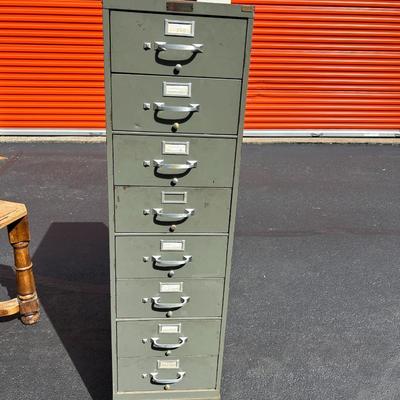 Vintage Mid-Century George D. Barnard Steel 8-Drawer Rolling Filing Cabinet