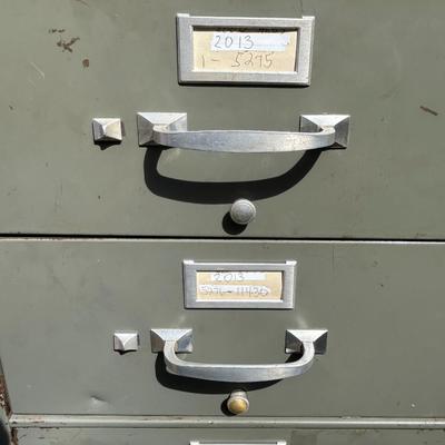 Vintage Mid-Century George D. Barnard Steel 8-Drawer Rolling Filing Cabinet
