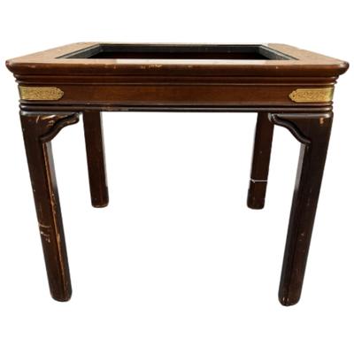 Vintage Ming-Legged Opium Style End Table with Decorative Metal Corner Details