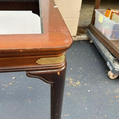 Vintage Ming-Legged Opium Style End Table with Decorative Metal Corner Details