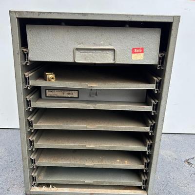 Vintage Steel 7 Drawer Parts Pull Out Cabinet