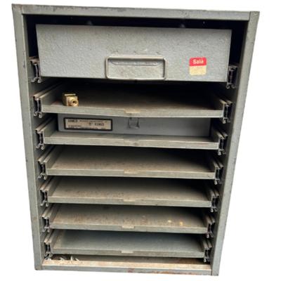 Vintage Steel 7 Drawer Parts Pull Out Cabinet