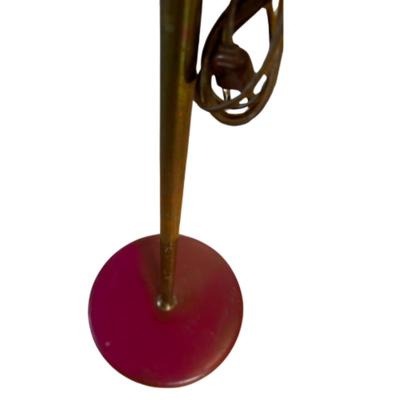 Antique c. 1940s Sight “Flying Saucer” Red Floor Lamp by M.G. Wheeler