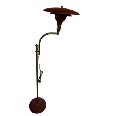 Antique c. 1940s Sight “Flying Saucer” Red Floor Lamp by M.G. Wheeler
