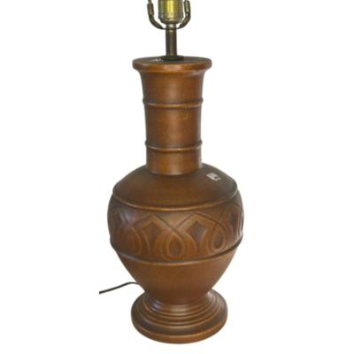 Antique c. 1948 Ceramic Brown Urn Table Lamp