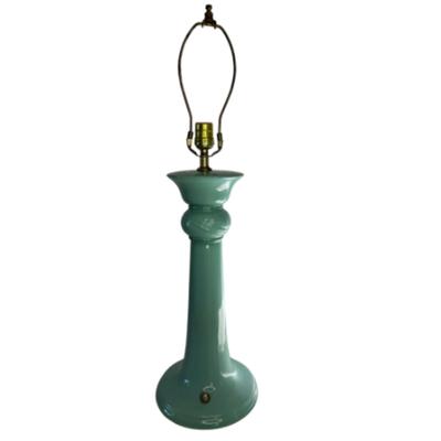 Antique Early 20th Century Turquoise Porcelain Neoclassical Form Lamp