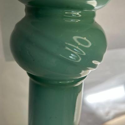 Antique Early 20th Century Turquoise Porcelain Neoclassical Form Lamp